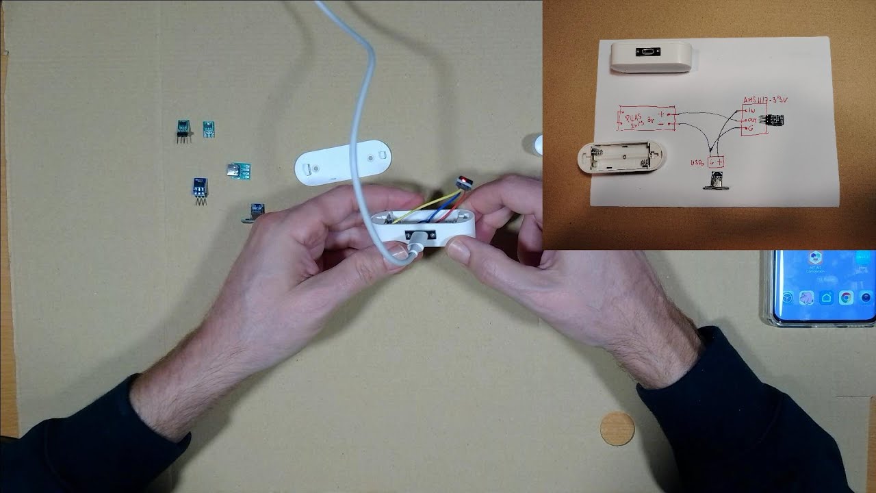 Conectar con USB (5v) DISPOSITIVOS TUYA SMART LIFE de PILAS (3v) con REGULADOR AMS1117-3,3v.