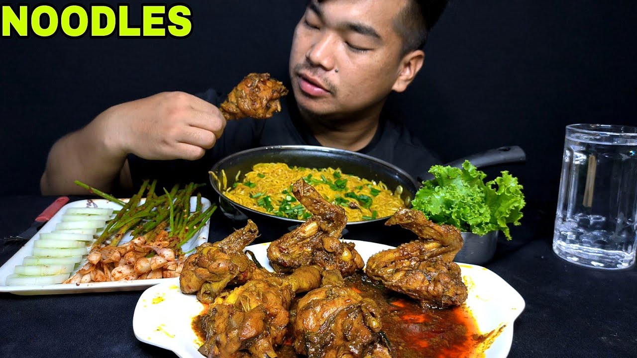 Maggie Noodles 🍜//Recipe +Eating Video Chicken Wing Thigh Hammer||