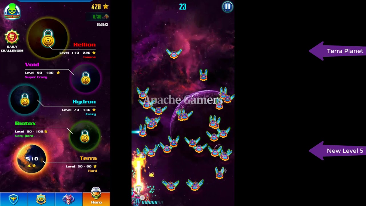 Galaxy Attack Alien Shooter | New Hero Mode | Terra New Level 5 |  Tips Tricks For Game Players