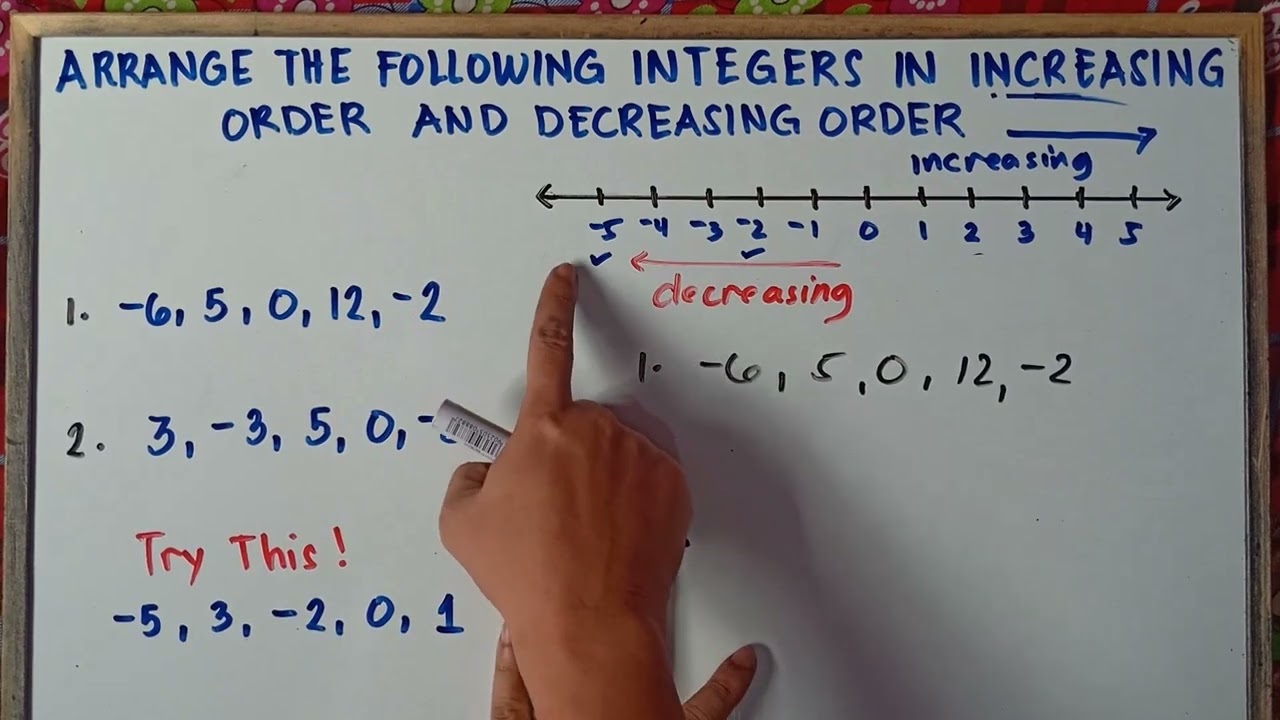 Arrange the following integers in increasing order and decreasing order |Grade 7| Q3 | MC |