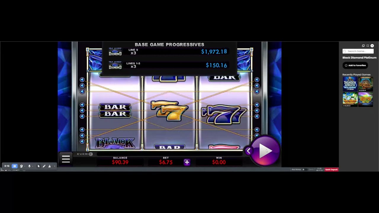 $6.75 Spin on Black Diamond Platinum Slot on Bet MGM