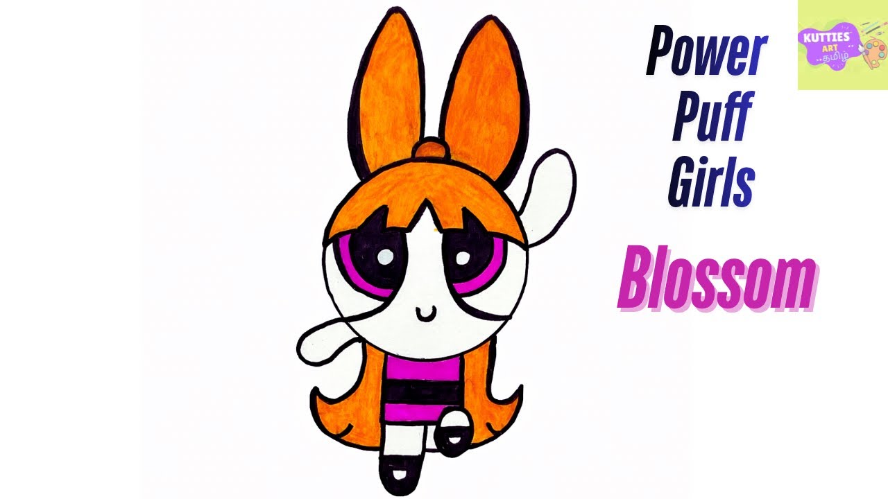 Power puff girls Blossom வரையலாம்/ power puff girls drawing for kids