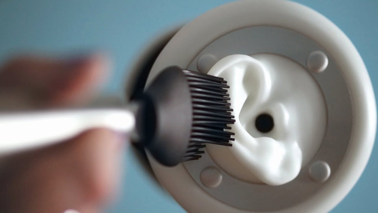 Binaural ASMR. Ear Brushing w/ Silicone Brush