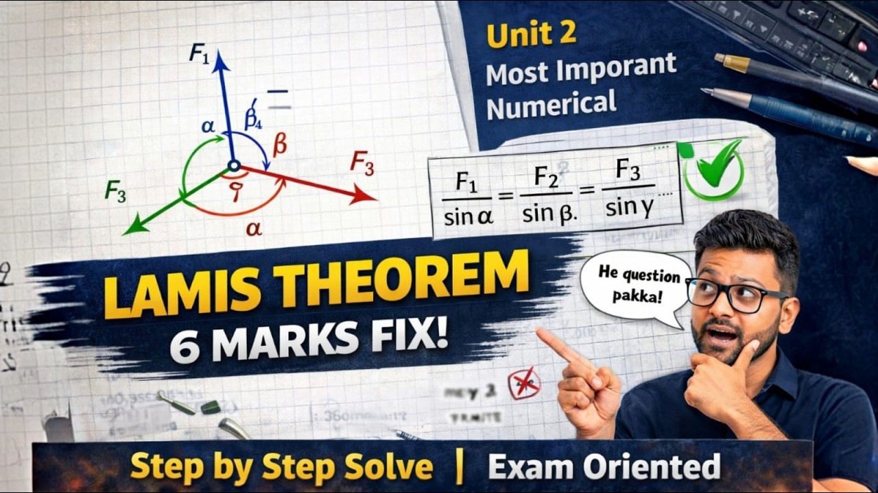 Unit 2 Mechanics | Lami’s Theorem Numerical | Guaranteed 6 Marks Question