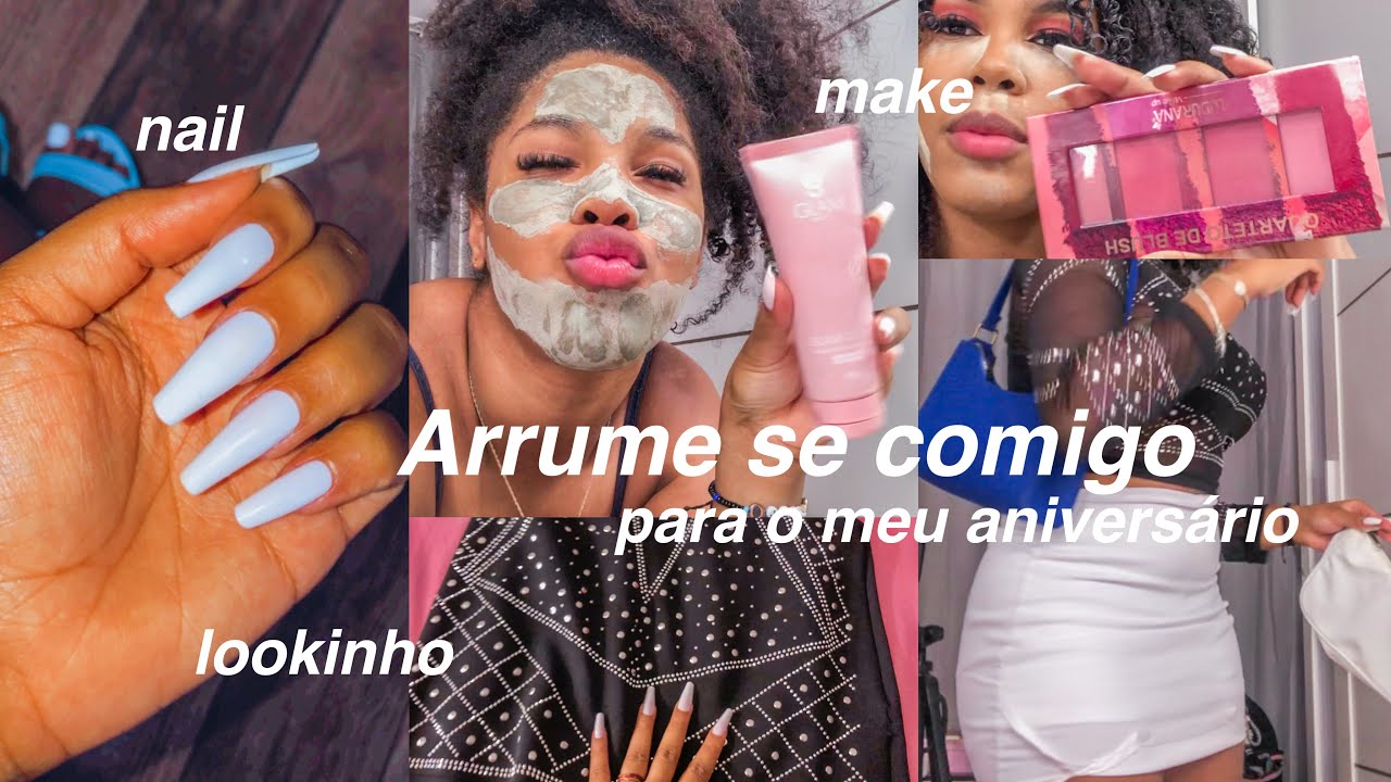 ARRUME SE COMIGO PARA SAIR A NOITE💗 look, make, nail