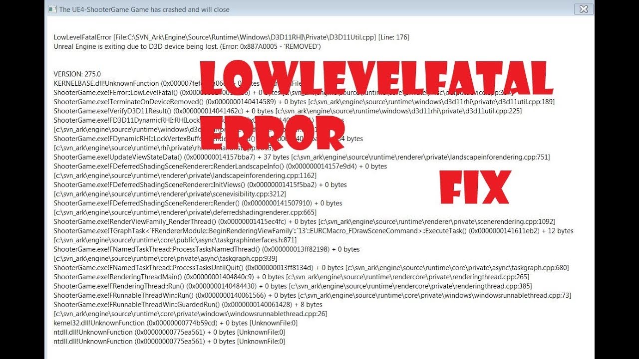 Lowlevelfatalerror Fix | German/Deutsch | speziell auf ARK: Survival Evolved bezogen