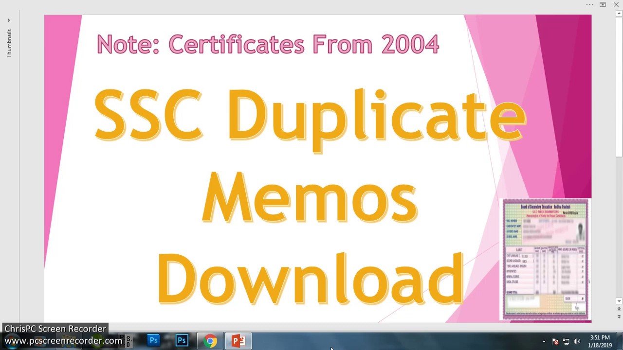 SSC Duplicate Memos Download, Ap