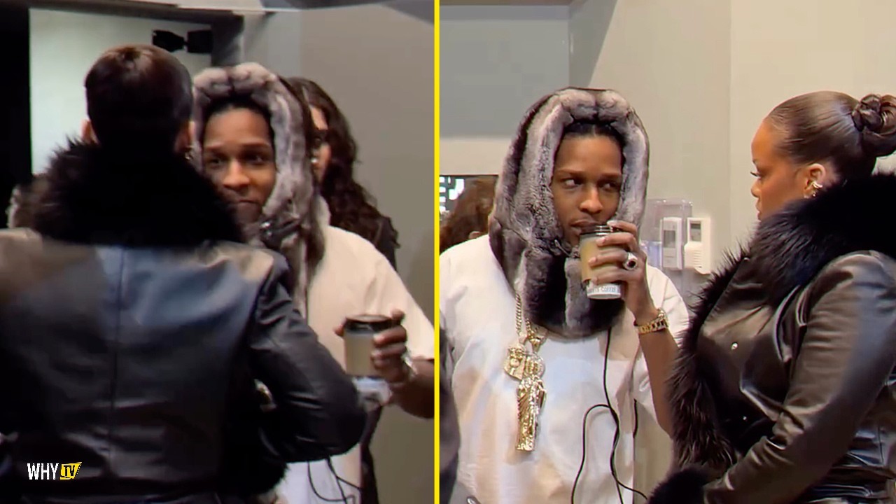 Рианна и A$AP Rocky появились на показе мод AWGE в Нью-Йорке. «Рири и Роки за кулисами».
