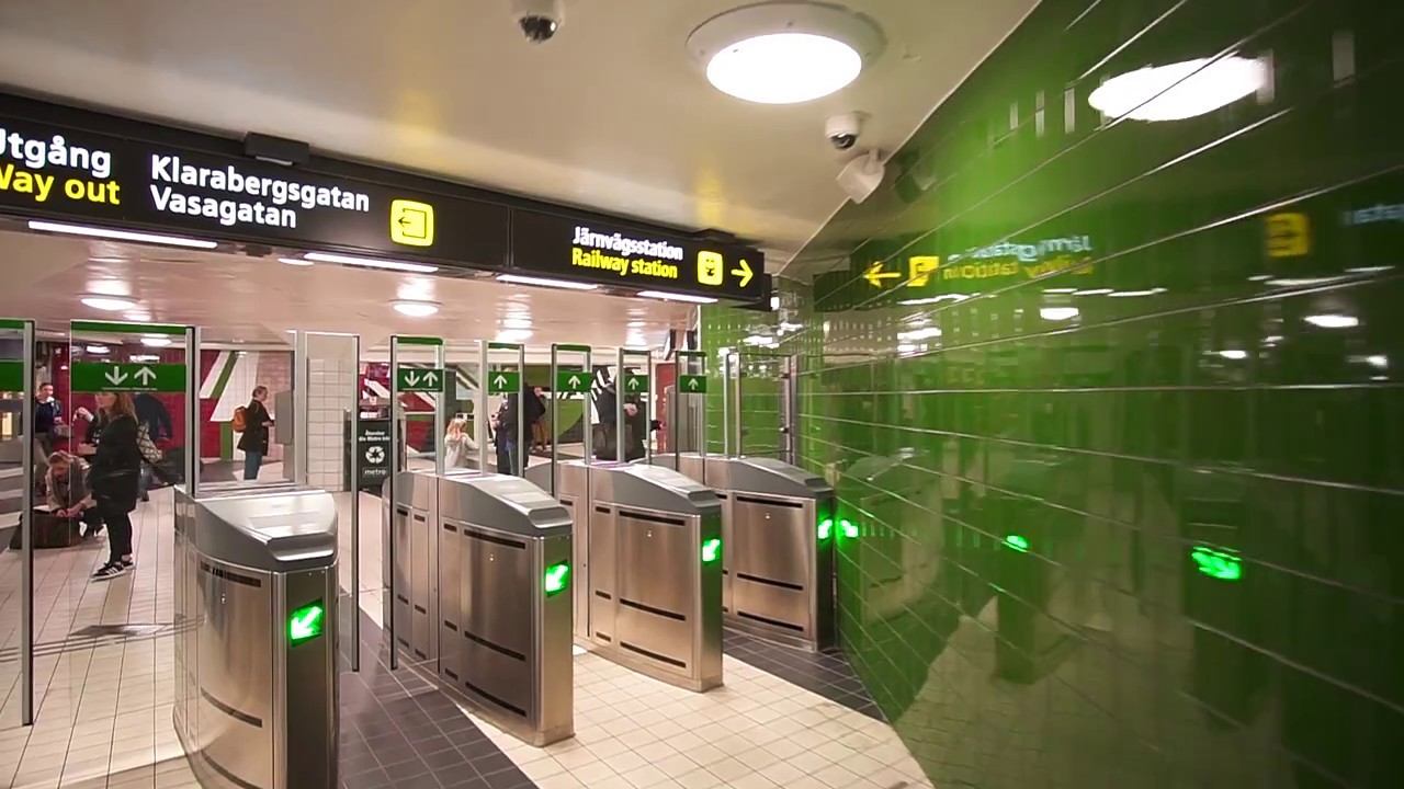 Sweden, train ride from Stuvsta to Stockholm City, 3X escalator, 1X elevator