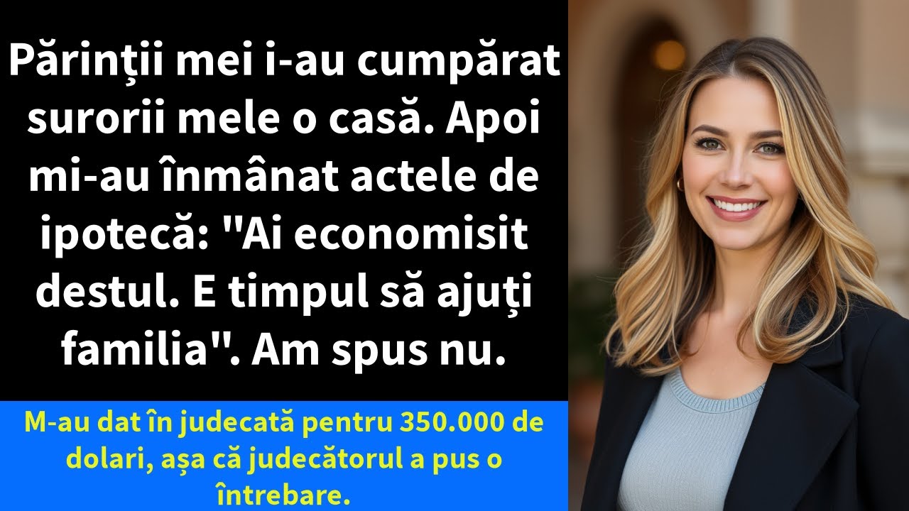 Părinții mei i-au cumpărat surorii mele o casă. Apoi mi-au înmânat actele de ipotecă: