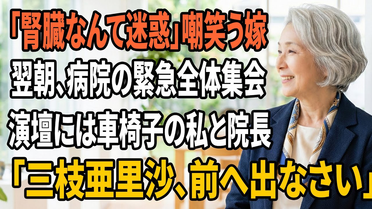 スカッとする話】資産500億円の医療法人理事長の正体を隠し、息子のために腎臓を提供した私。術後、看護師の嫁は傷口を蹴り「金食い虫は消えろ」と雪山に遺棄→翌日、病院の全権限を行使して嫁を地獄へ送った結果