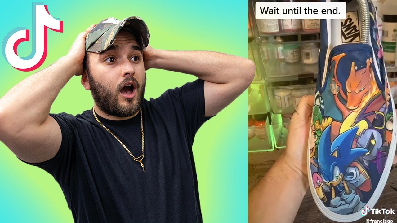 Художник реагирует на вирусные видео в TikTok с кастомизированной обувью. Часть 2.