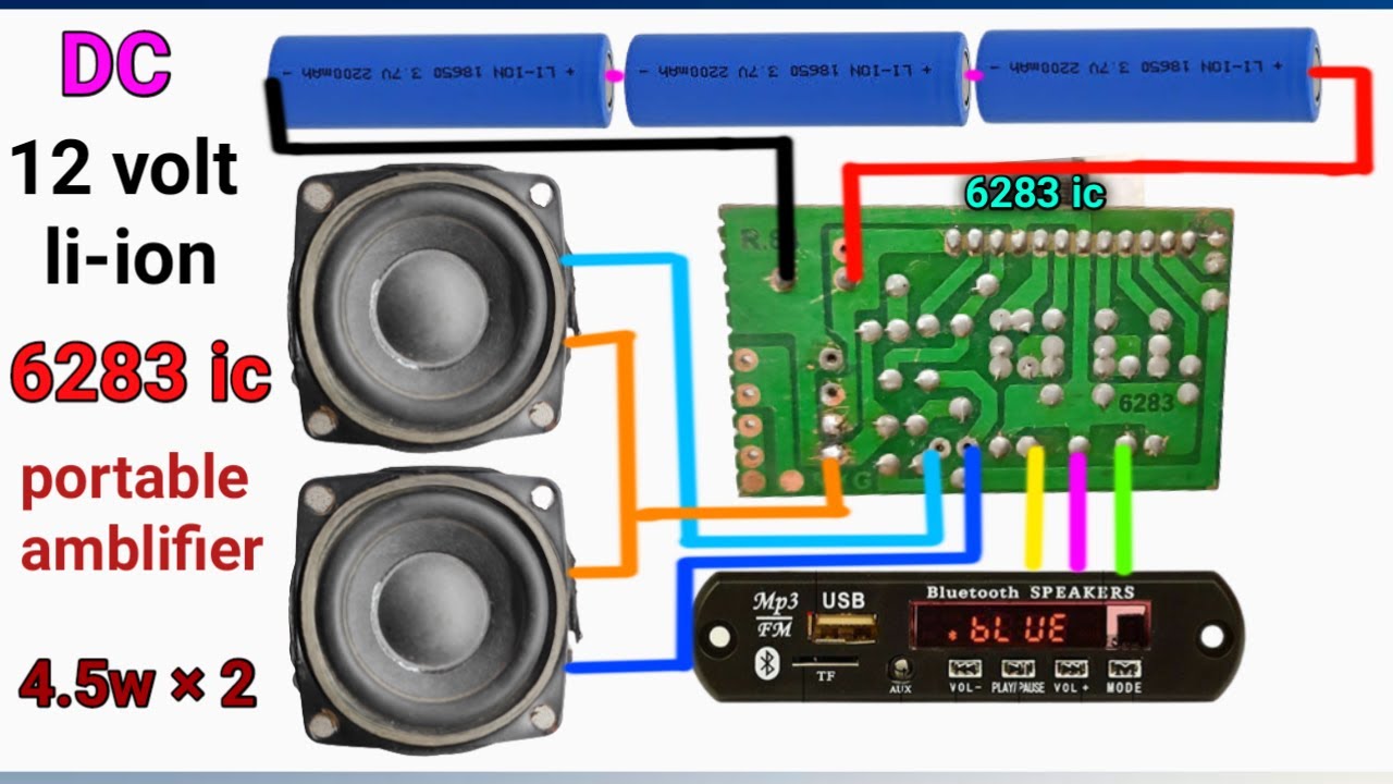 6283 ic Bluetooth portable amblifier | 12 volt li-ion battery |4.5 + 4.5 | KAR Tech