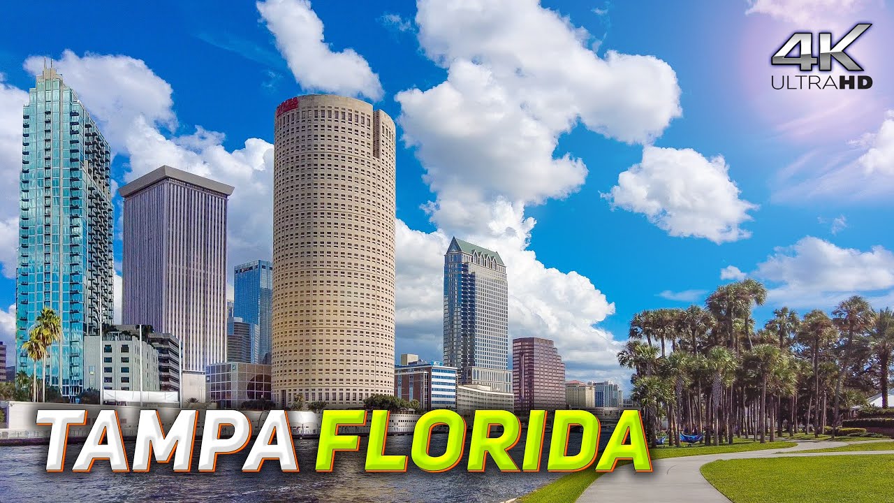 Tampa Florida. City Downtown Walking Tour. Hiking Travel Guide 4K
