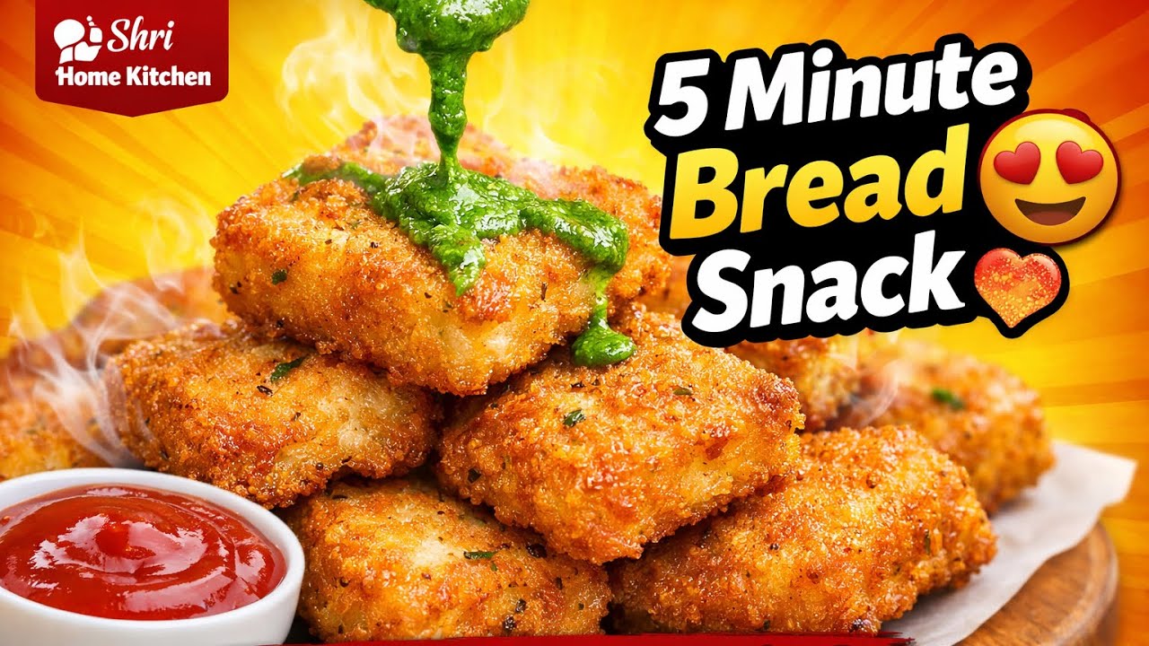 5 Minute Crispy Bread Snack 🍞 | Aalu Stuffing & Hari Chutney Recipe 😍 | Instant Bread Snack Recipe 🍞