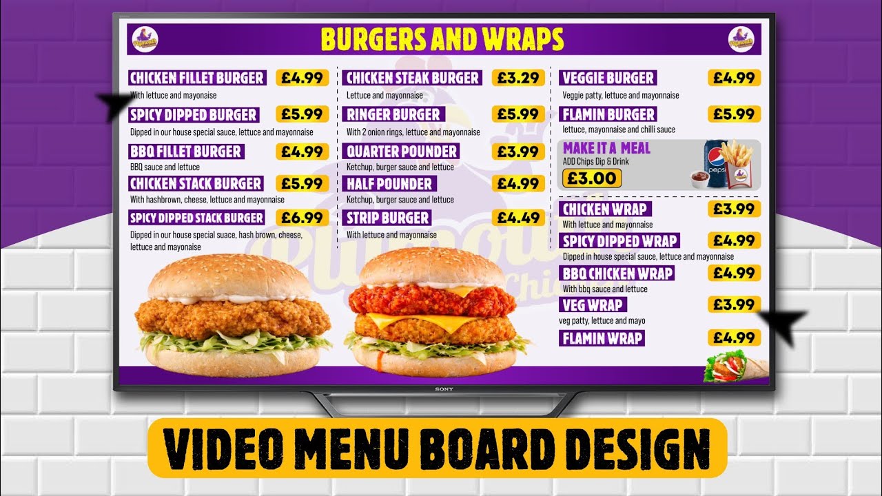 Restaurant Menu Design | Digital Menu Board | Animated Food Menu | LED TV Menu | Digital Signage