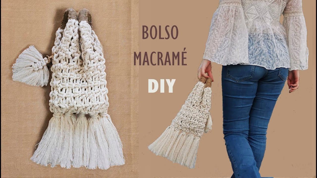 MACRAM&Eacute;: TUTORIAL BOLSO DE MANO PASO A PASO | Solo con nudos cuadrados o planos | DIY f&aacute;cil