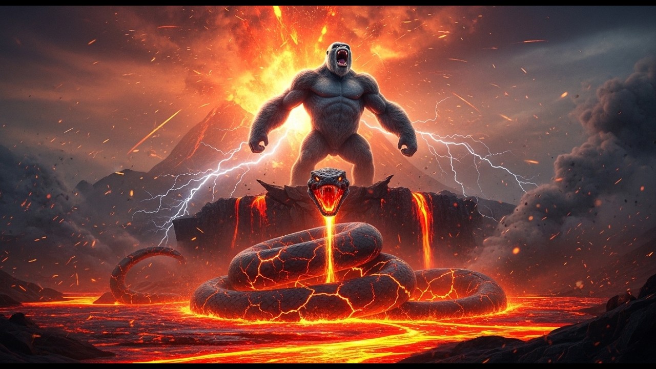 King Kong vs Lava Snake – Ultimate Volcano Battle | Epic Titan Fight in 4K