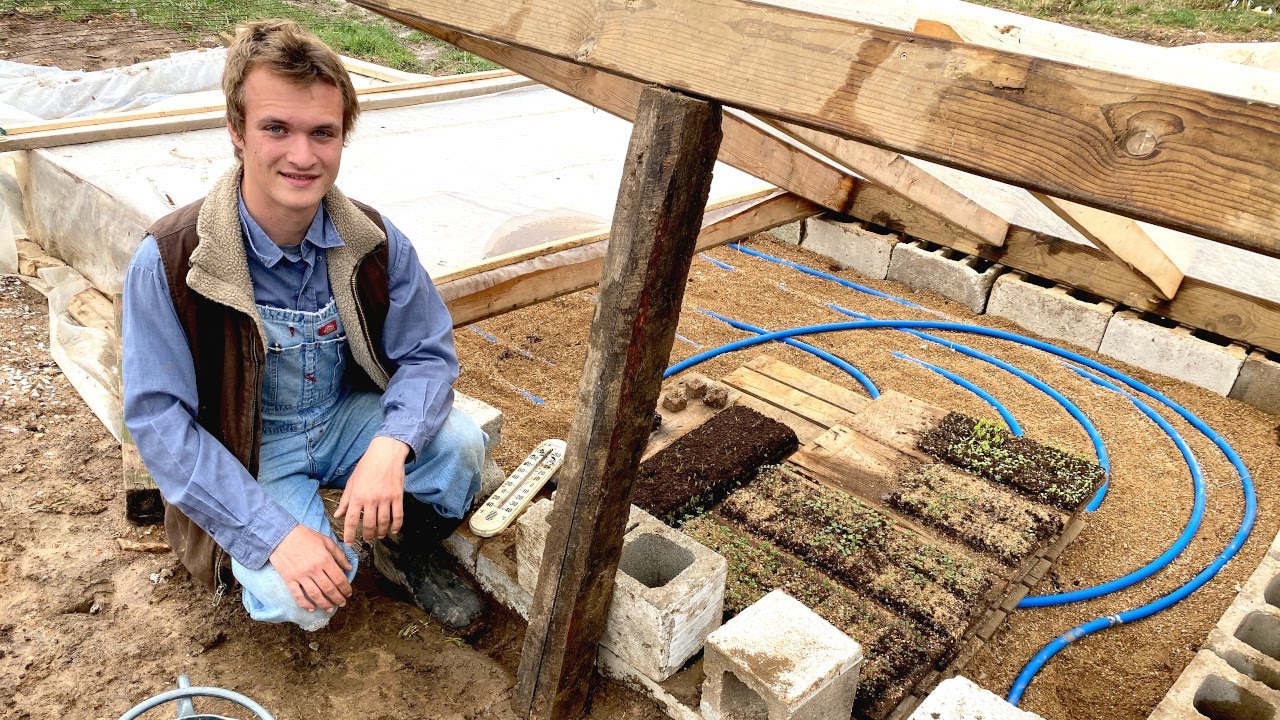 Building a HEATED Cold Frame for SPRING SEED STARTING Using RADIANT HEAT from our Wood Furnace