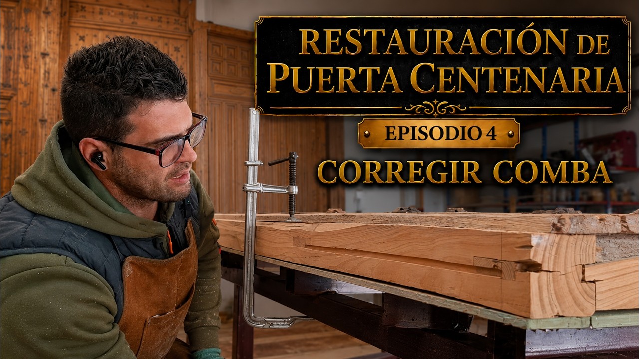 Como restaurar una puerta de madera antigua Corregimos la Comba y Preparamos el Ensamblaje Final
