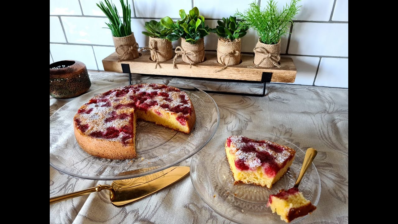 Gâteau moelleux aux framboises/citron bon et rapide كيكة بالتوت الأحمر والليمون خفيفة وسريعة التحضير