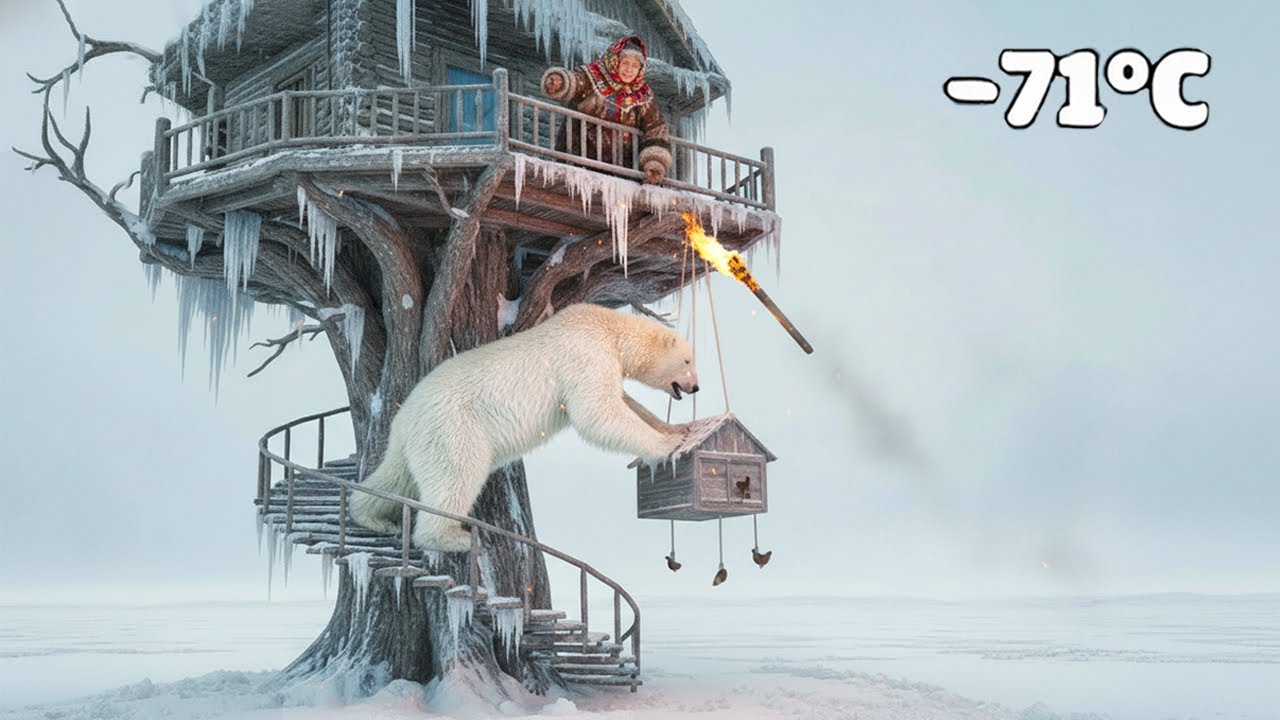 A 90-Year-Old Yakutia Woman Defends Her Treehouse from a Polar Bear at -71°C Blizzard