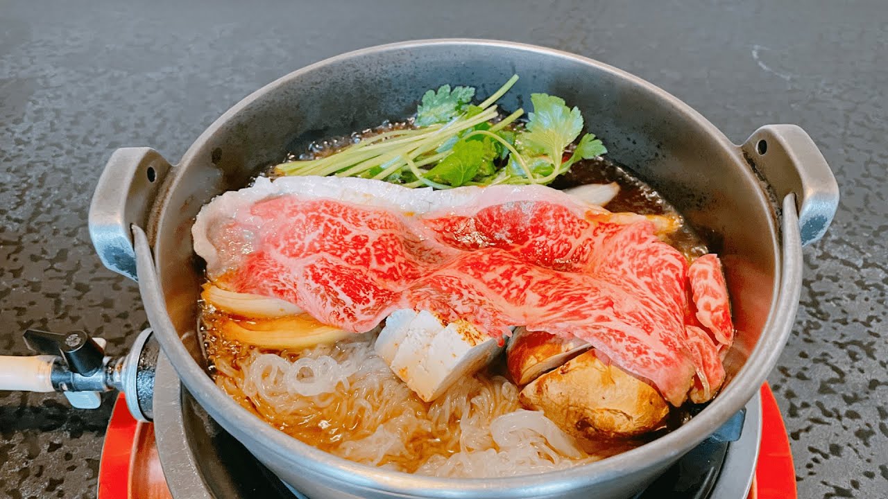 Black Wagyu A5 sirloin Sukiyaki. $45. Listed in “MICHELIN GUIDE Hokkaido 2017”