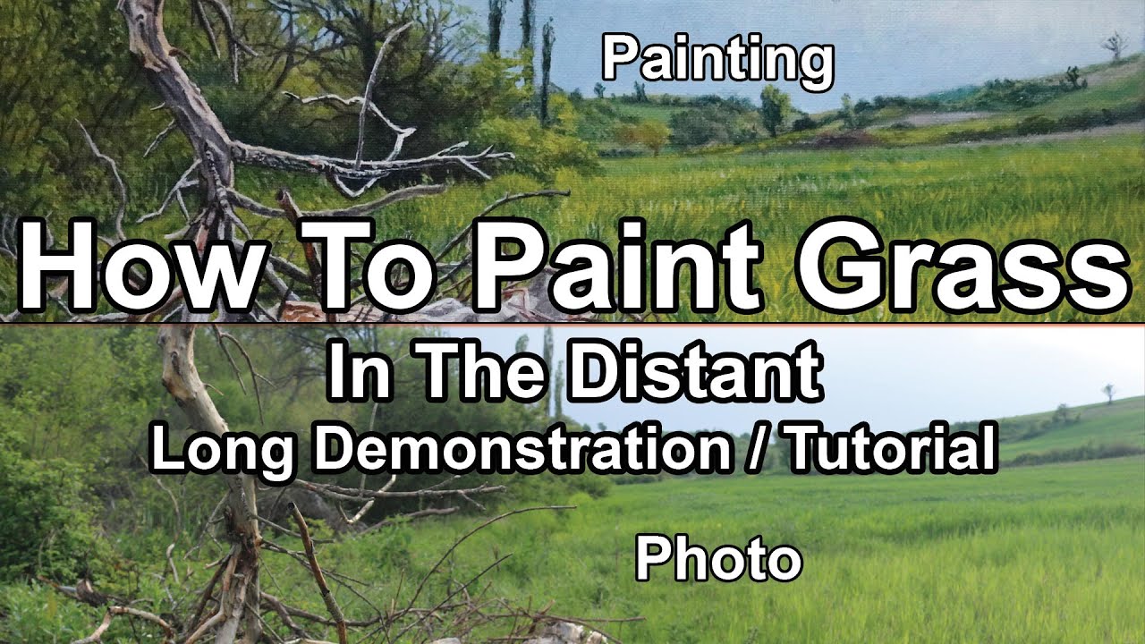 Oil Painting Demonstration Tutorial How To Create Realistic Green Grass Meadow Landscape Time Lapse