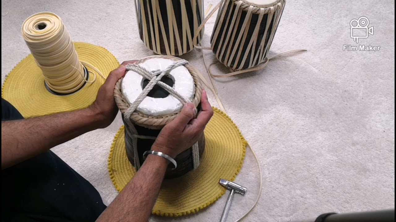 Crazy tabla reheading works part 1 of 2 black sheesham 6inc dayan with a Vijah Vhatkar pura July 21