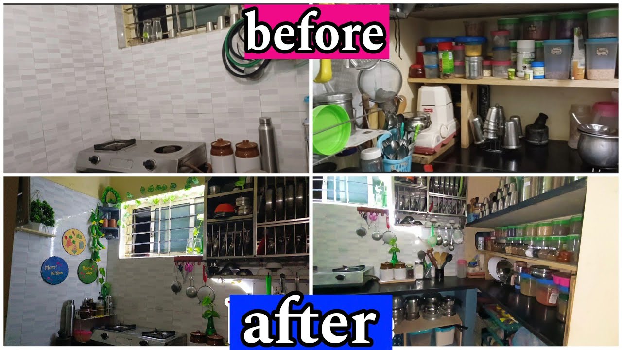 MY SMALL NON MODULAR KITCHEN || low budget and DIY ನನ್ನ ಪುಟ್ಟ ಅಡುಗೆ ಮನೆಗೆ ಹೊಸ ಲುಕ್ ಬಂತು