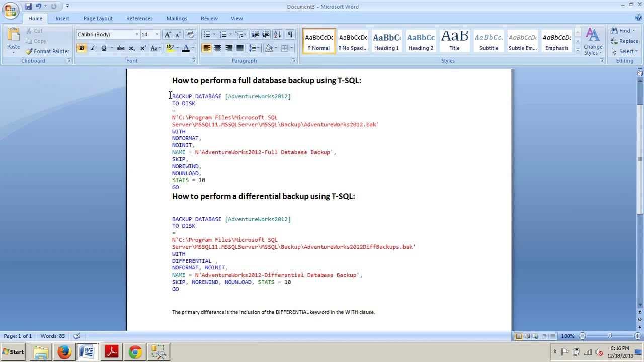 SQL Server tutorial 77: How to perform a differential backup
