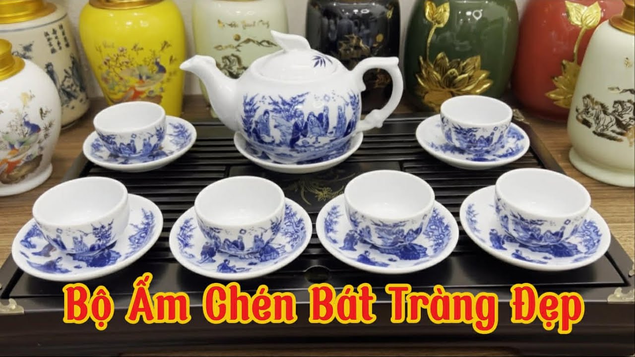 Bộ ấm chén Bát Tràng Trúc Lâm Thất Hiền - Bộ ấm chén Bát Tràng cao cấp - Bộ ấm trà đẹp