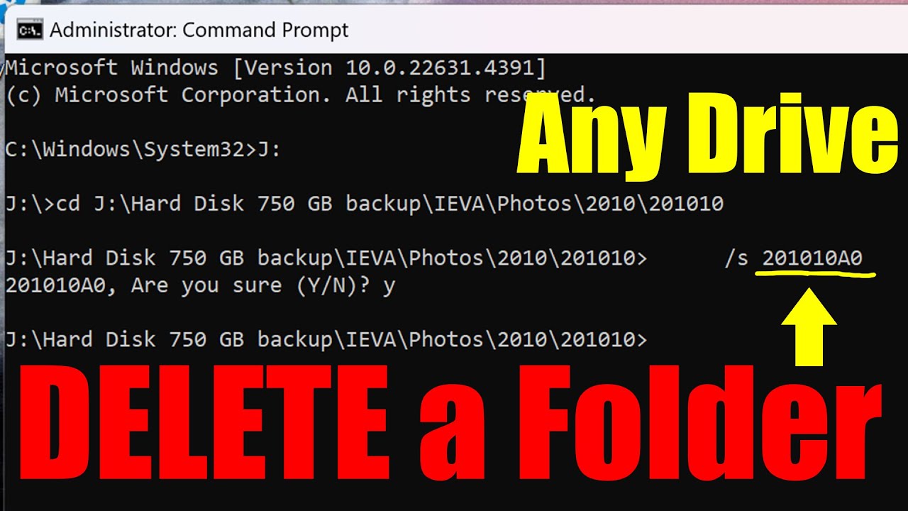 How to DELETE a Folder Using cmd