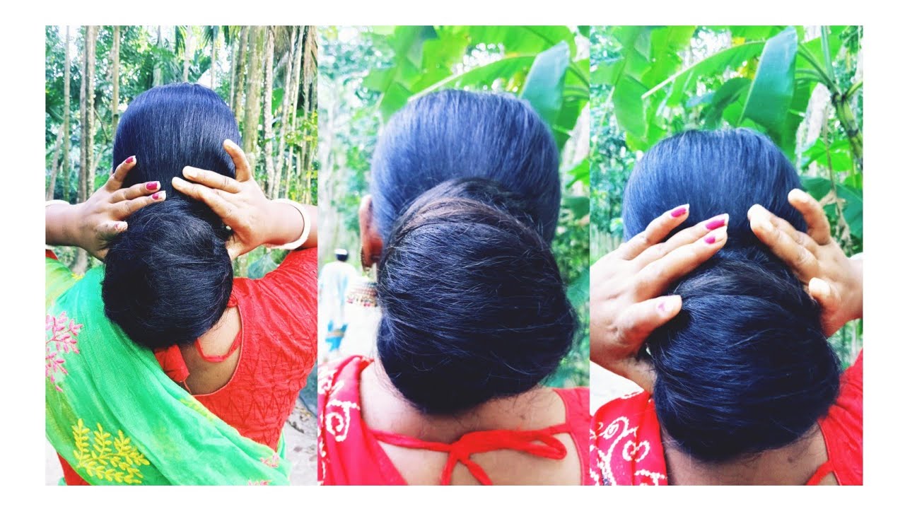  স্কুল গার্ল হেয়ার স্টাইল //moni Bengali longhair play video  viral hair style hair bun bundrop ll 
