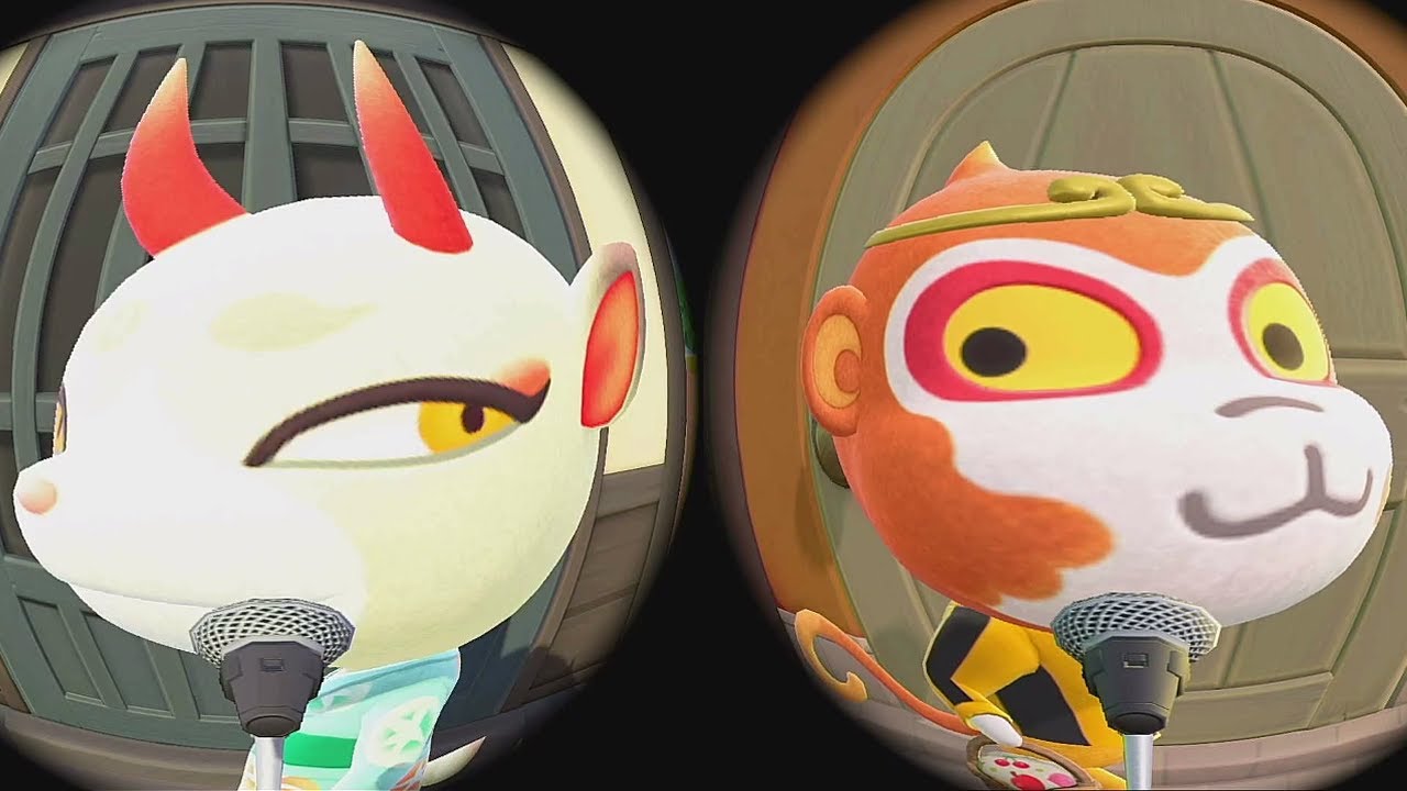 All 16 New Villagers Singing Bubblegum KK Under Fish-Eye Lens