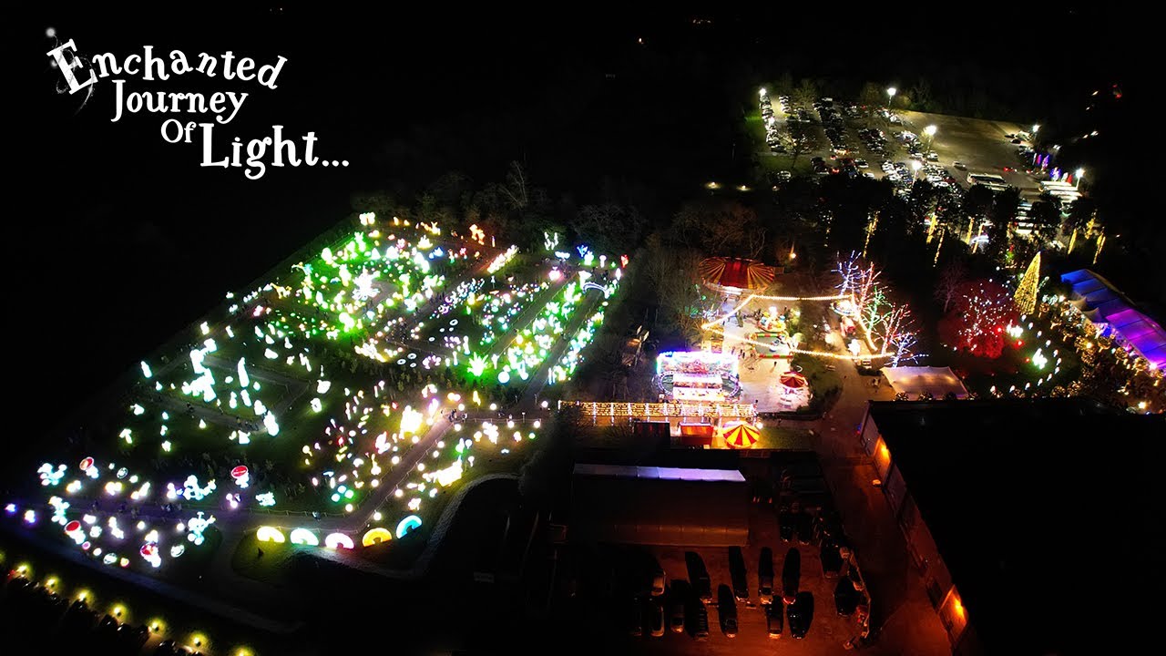 Enchanted Journey of Light, Thursford Night Drone Footage 15-12-2023