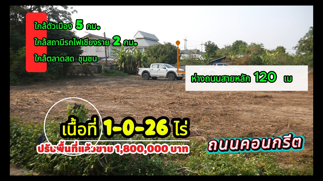 CR69004 ที่ดินเนินใกล้น้ำลาว 1-0-26 ไร่ ยกแปลง 1,800,000 บาท ต. เวียงชัย