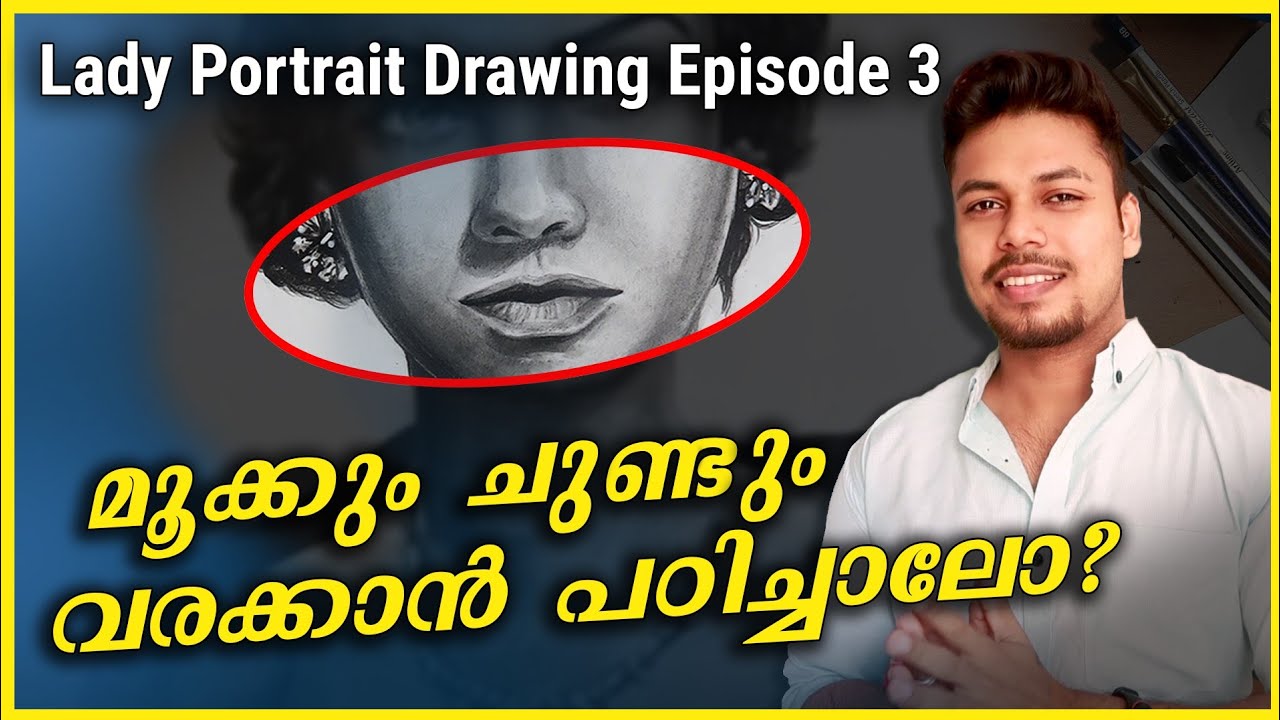 How to Draw Lips & Nose | Malayalam Art Tutorial #48