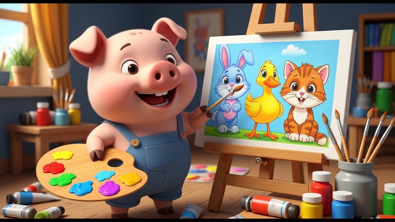 The Piglet Painted a Picture 🎨💗 | Fun Farm Art Song for Kids | Nursery Rhymes & Toddler Songs