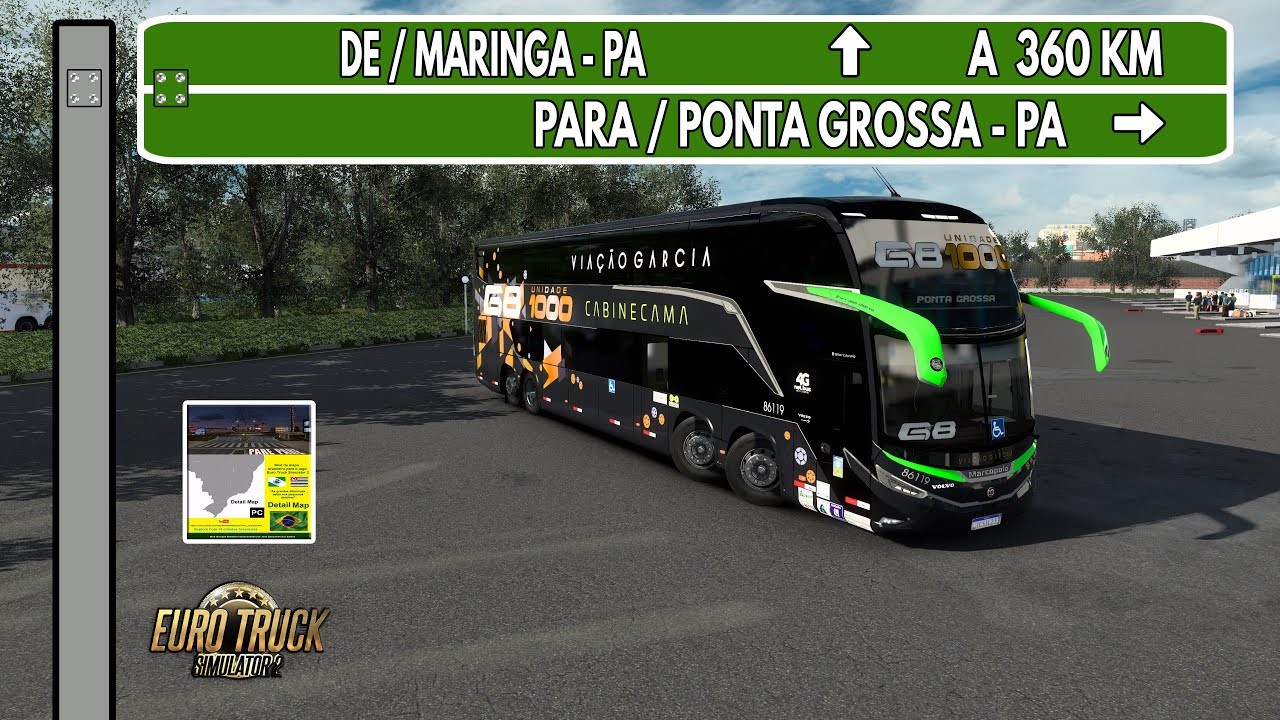 ETS 2 1.47 / MARCOPOLO G8 VIAÇÃO GARCIA 1000 UN VOLVO B450R 8X2 / MARINGA X  PONTA GROSSA / DETAIL