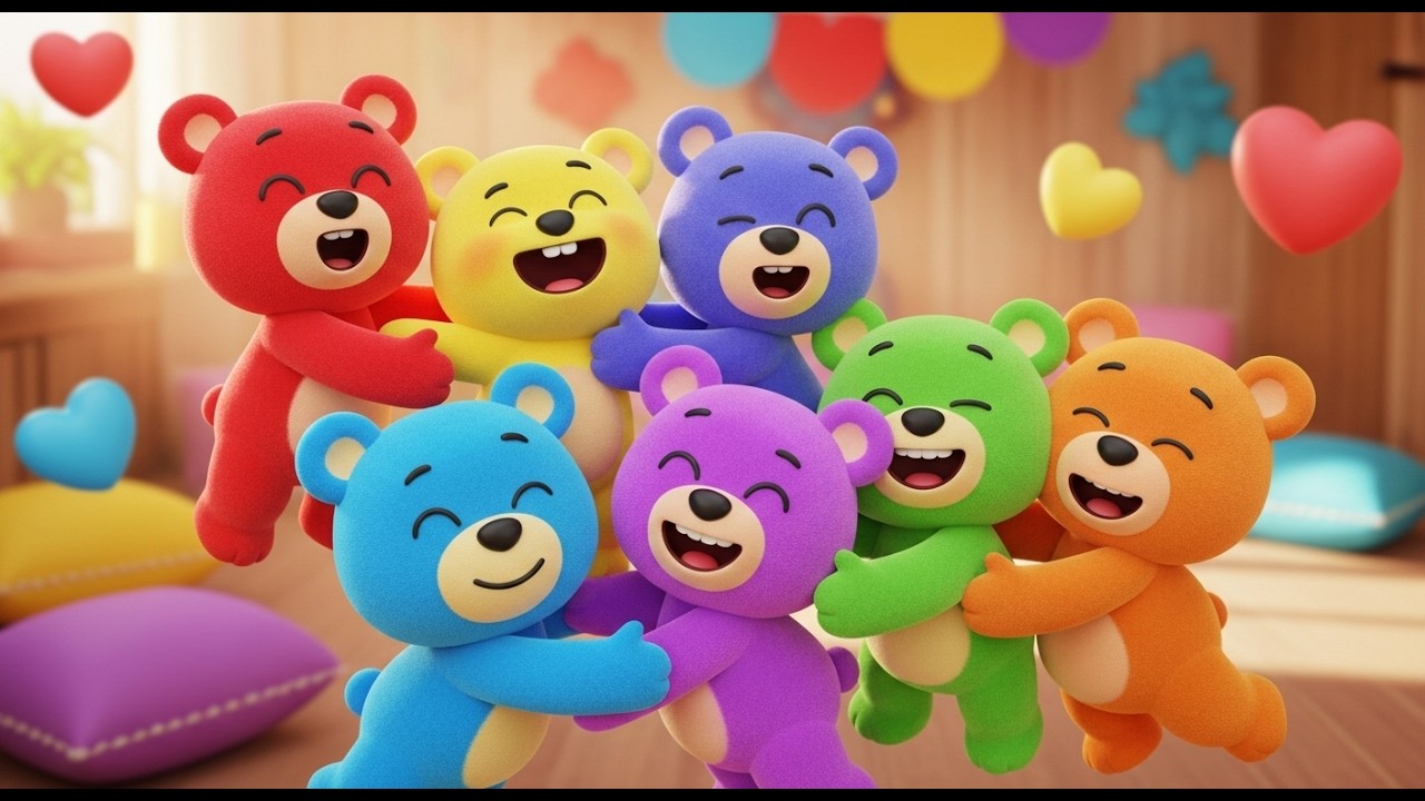 Seis Ositos de Juguete se Abrazan | Canciones Infantiles y Rimas para Niños