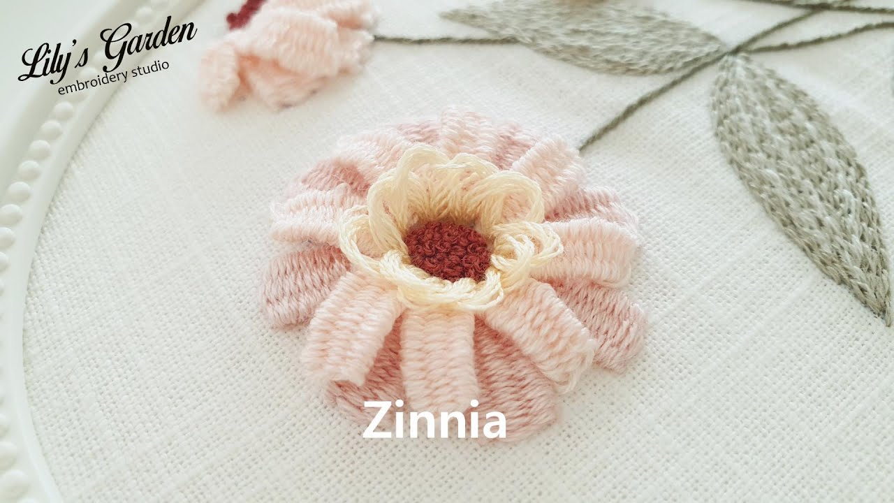 Eng sub 나홀로 프랑스자수 no.85 백일홍(Zinnia) flower embroidery, 입체자수, 위빙 스티치