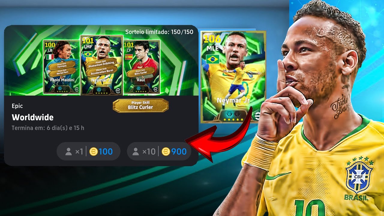 Box com Neymar Prime 106 no eFootball 26 Mobile