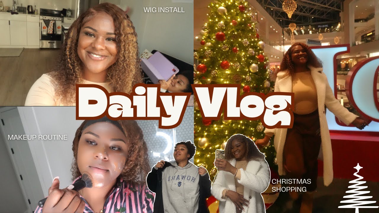 GRWM for Christmas shopping: wig install, everyday makeup routine (WOC) + day in my life ☆vlogmas☆