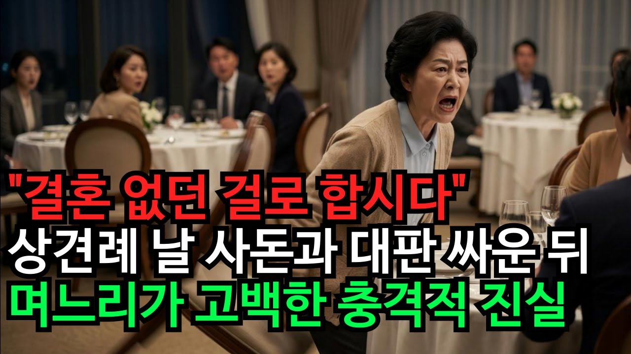상견례 날 사돈과 싸워 결혼이 파토났습니다 | 그런데 며느리가 찾아와서 한 말에 눈물이... | 노후사연 | 인생사연 | 감동사연 | 실화사연 |