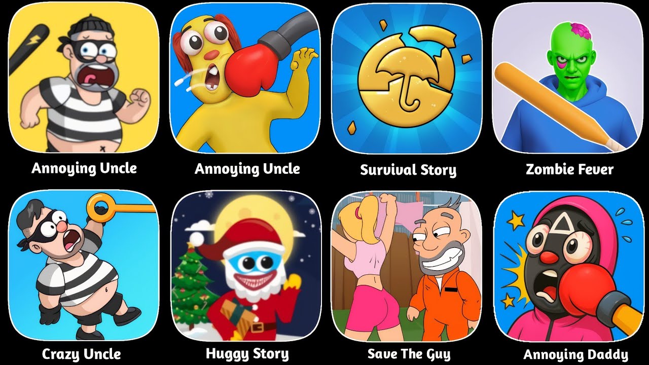 Survival Story, Prison Pin, Jail Breaker, Zombie Fever, Huggy Story, Save The Guy, Annoying Uncle 