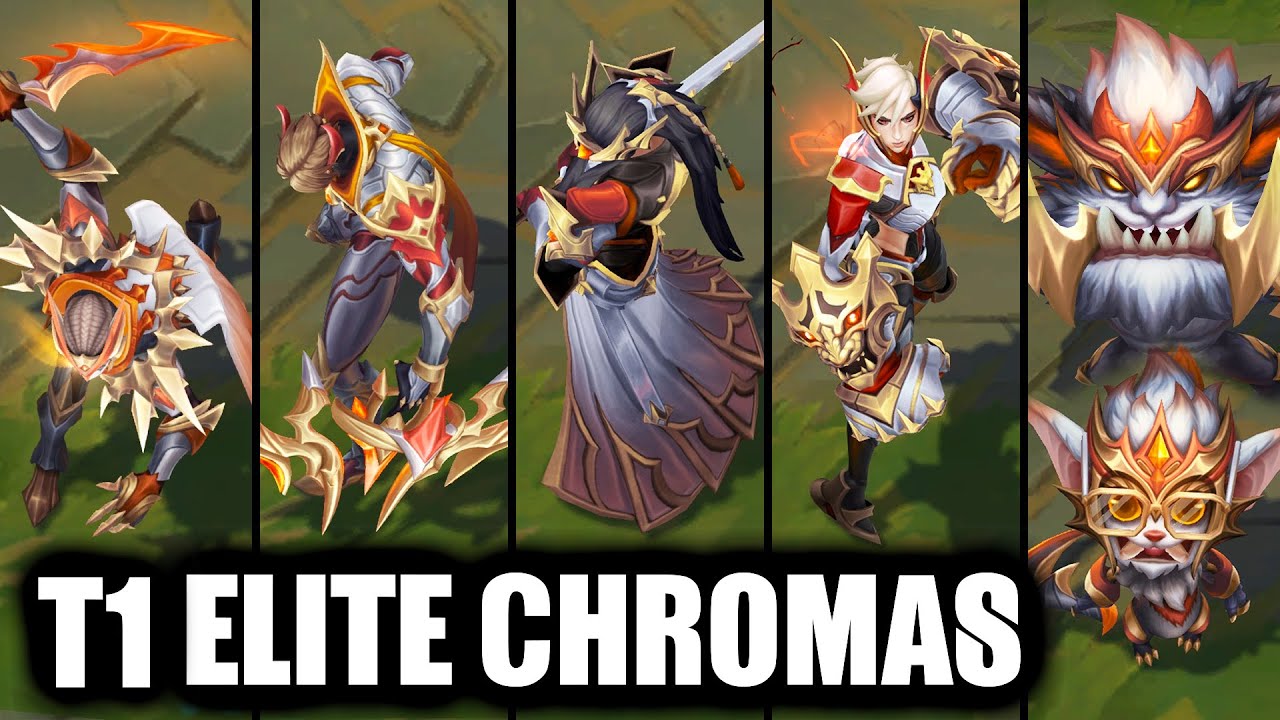 All T1 Skins Exclusive Elite Chromas 2024 Worlds Champions (League of Legends)