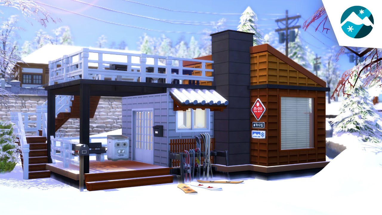 SNOWBOARDER TINY HOUSE 🏂 // Sims 4 Speed Build (The Sims 4 Snowy Escape)