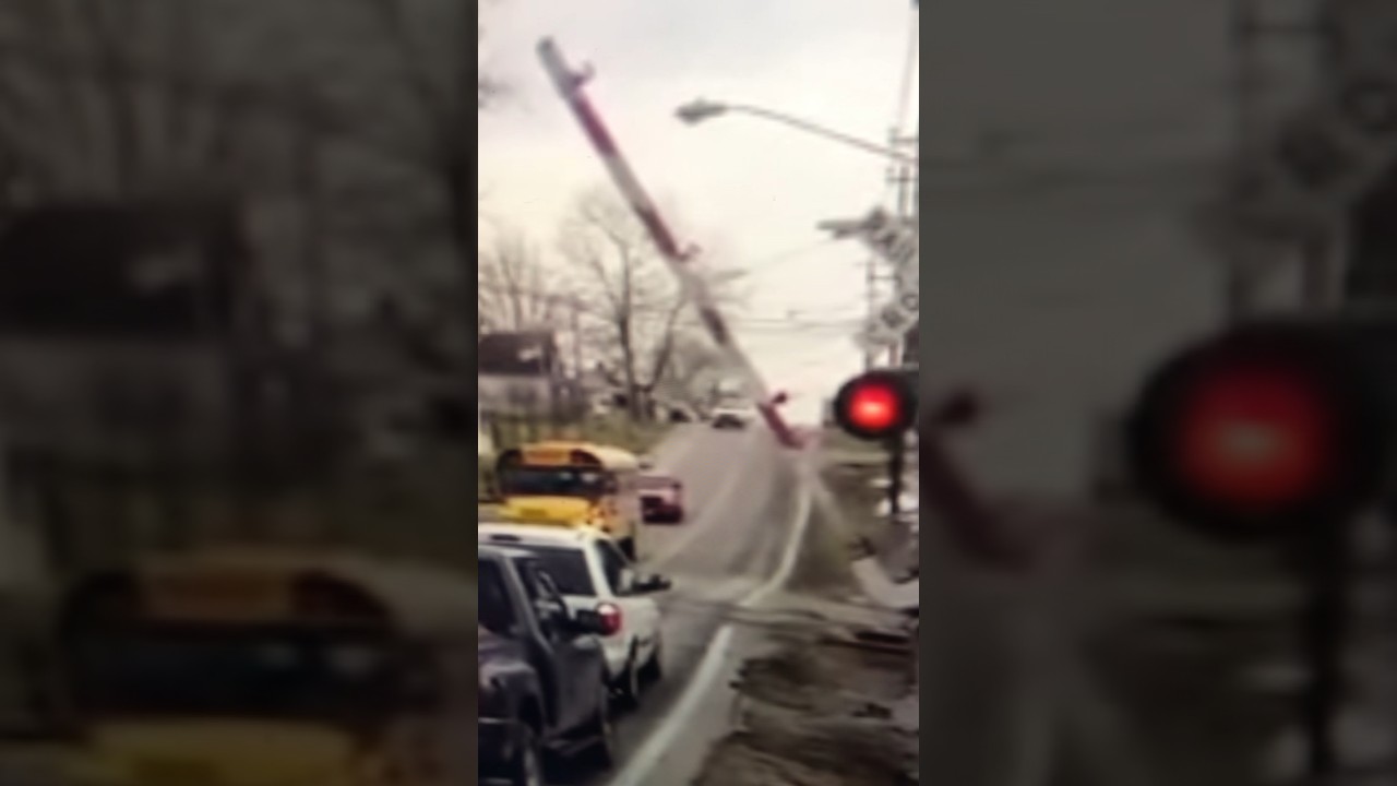 School Bus Van Hit By Crossing Gate!  See Description, JawTooth #Shorts