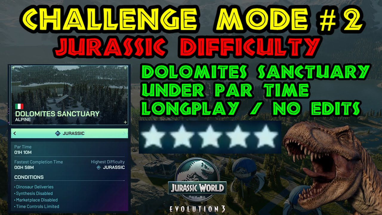 Jurassic Difficulty Challenge #2 - Dolomites Sanctuary - Fast completion - Longplay - 4k/Max